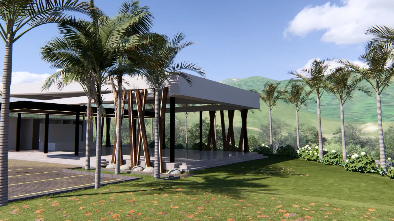 Render del club house de Valle de Beraca